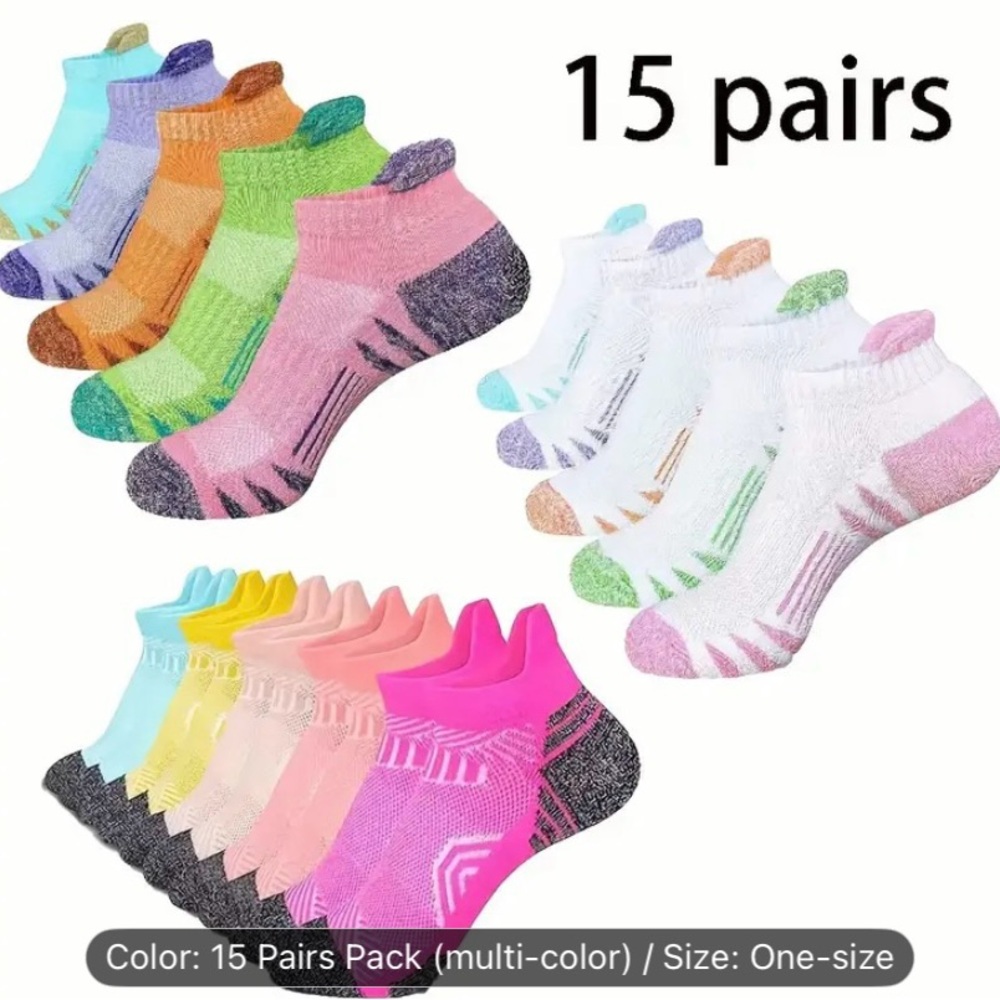 Multi-Color Ankle Socks - 15 Pairs